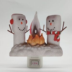 Roman Marshmallow Snowmen Campfire Flickering Nigh Light Glitter Resin Tested